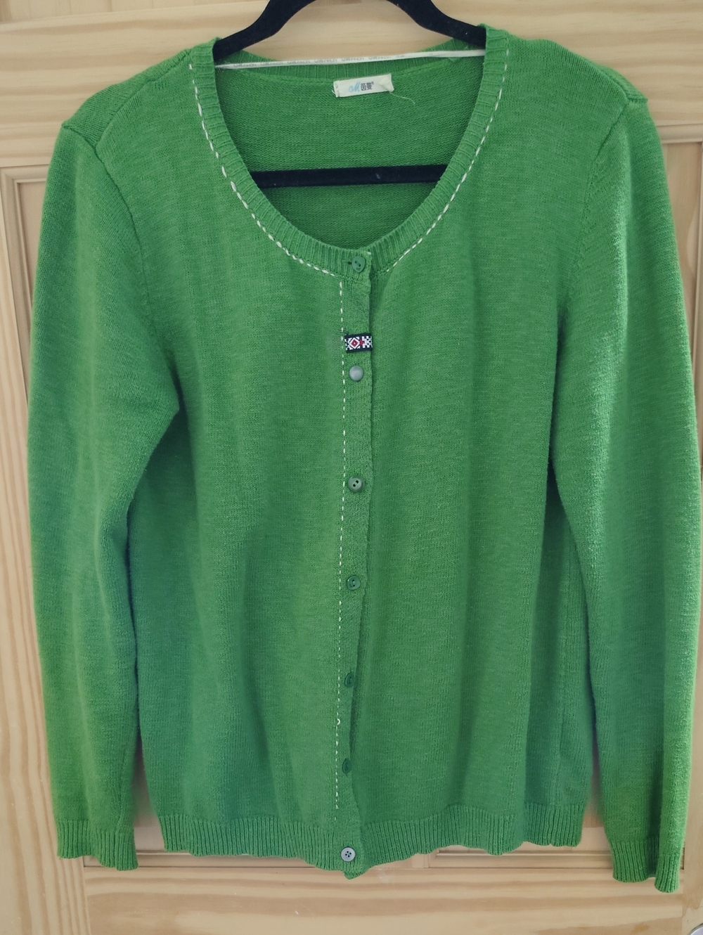 🧣Women's Minmon Cotton Bright Green  Button-Front Sweater Cardigan
